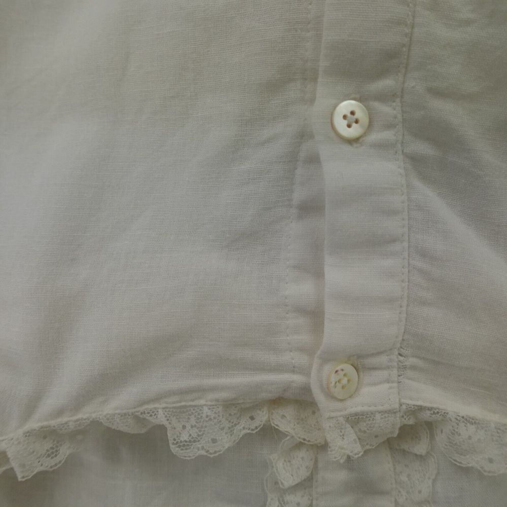 Sezane Blouse White Lace Trim Linen‎ Frances Cottagecore - Picture 16 of 16